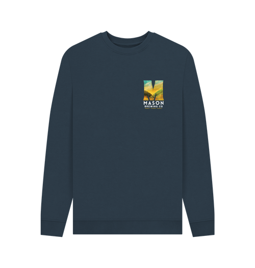 Navy Blue Printed Sweater Front